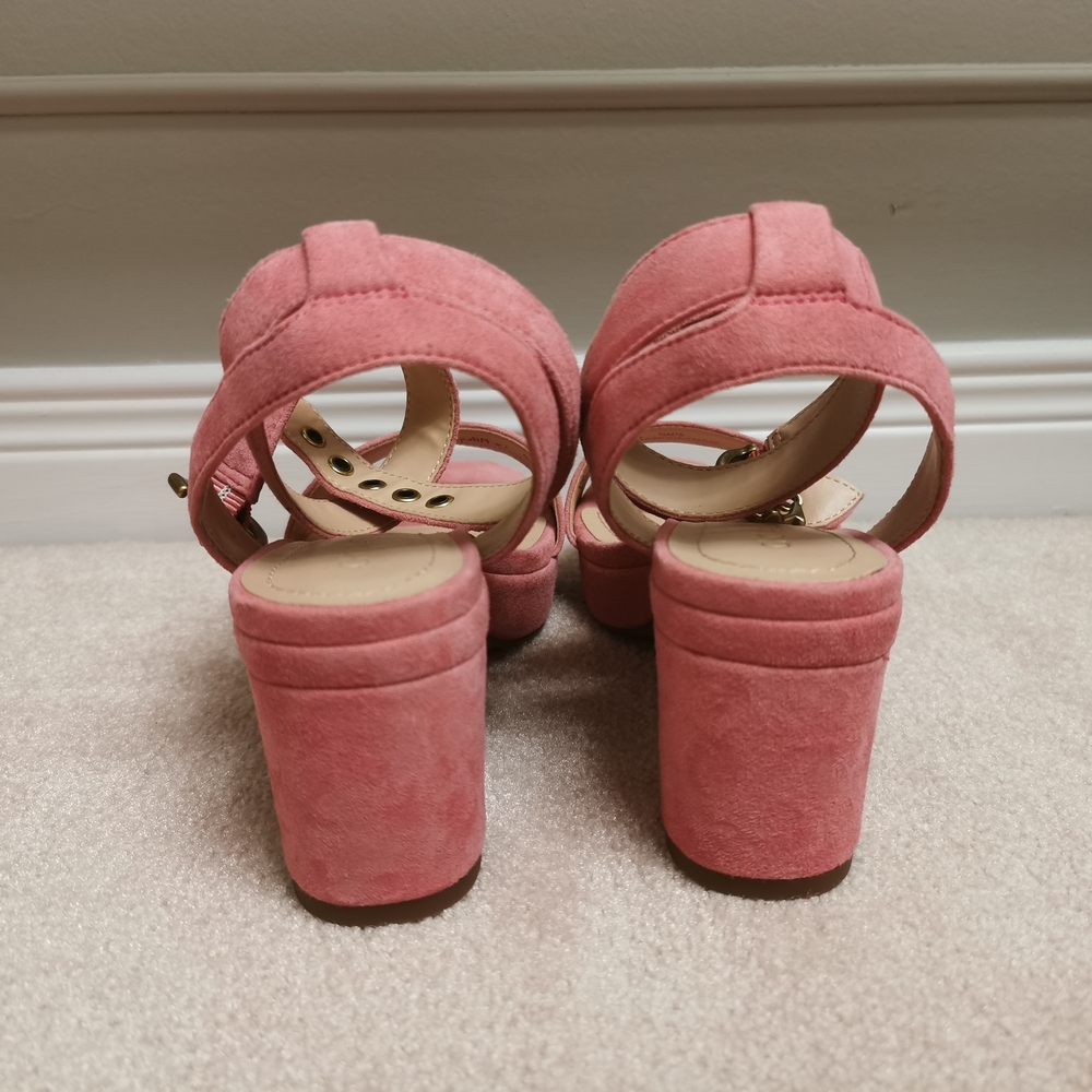Coach Serena Platform Sandals 6 Pink Suede - Picture 7 of 12